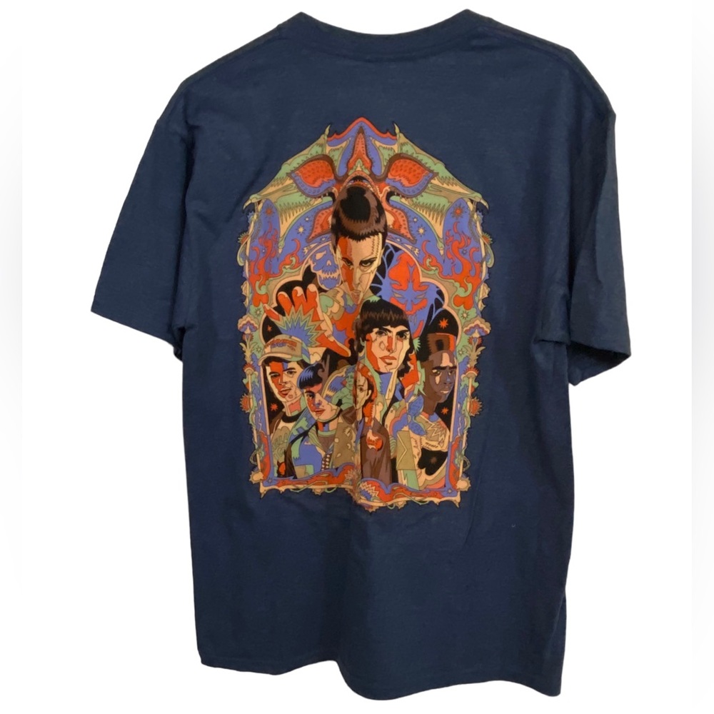 Blue Stranger Things Demogorgon Vibrant Art T-Shirt Men’s NWT MINT RETRO